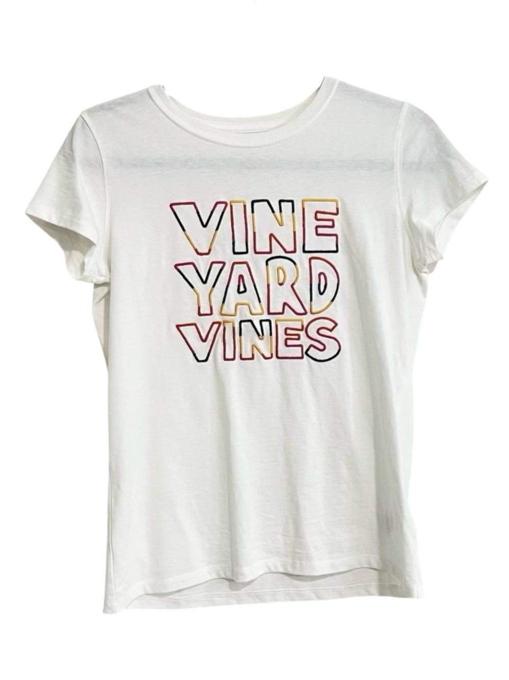 Vineyard Vines Rainbow Embroidered Girls T-Shirt White Size Large